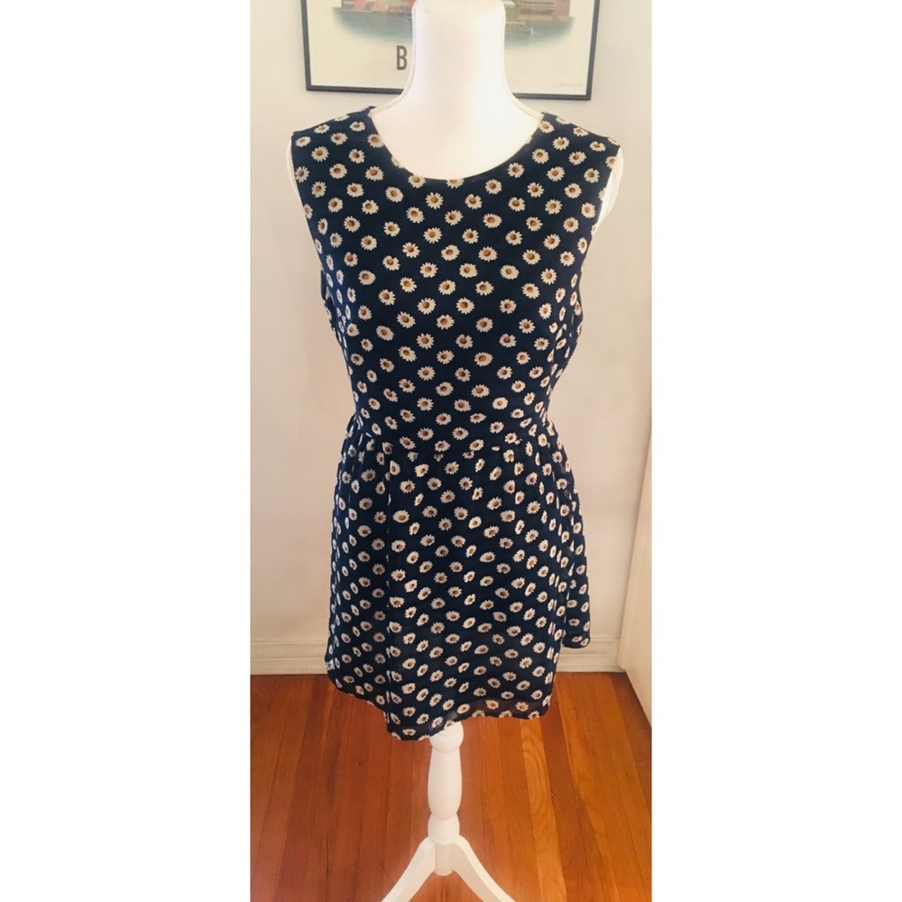 Navy Daisy Print Dress